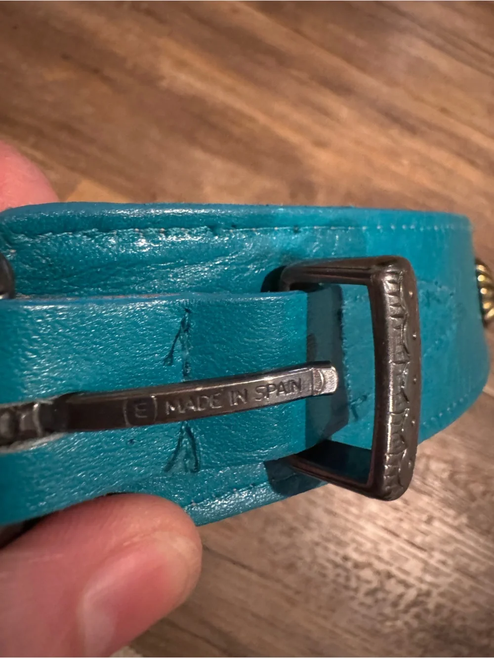 Vintage Turquoise Made in Spain Silver Concho Details and Buckle Length 34”